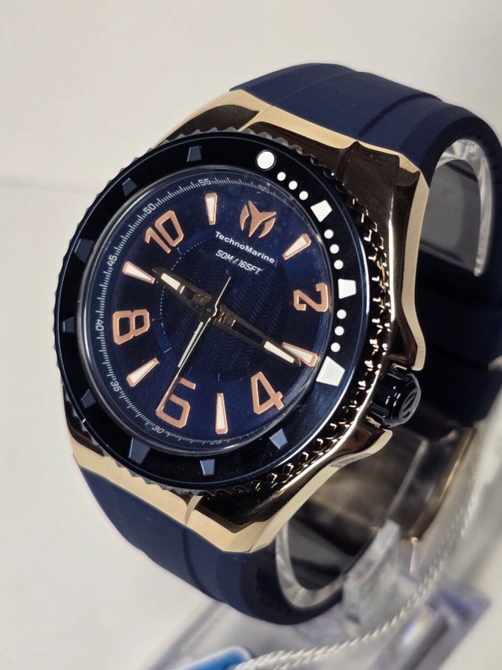 TechnoMarine Lusso Mare Men's Watch - 44mm, Dark Blue, Rose Gold (TM-225028)
